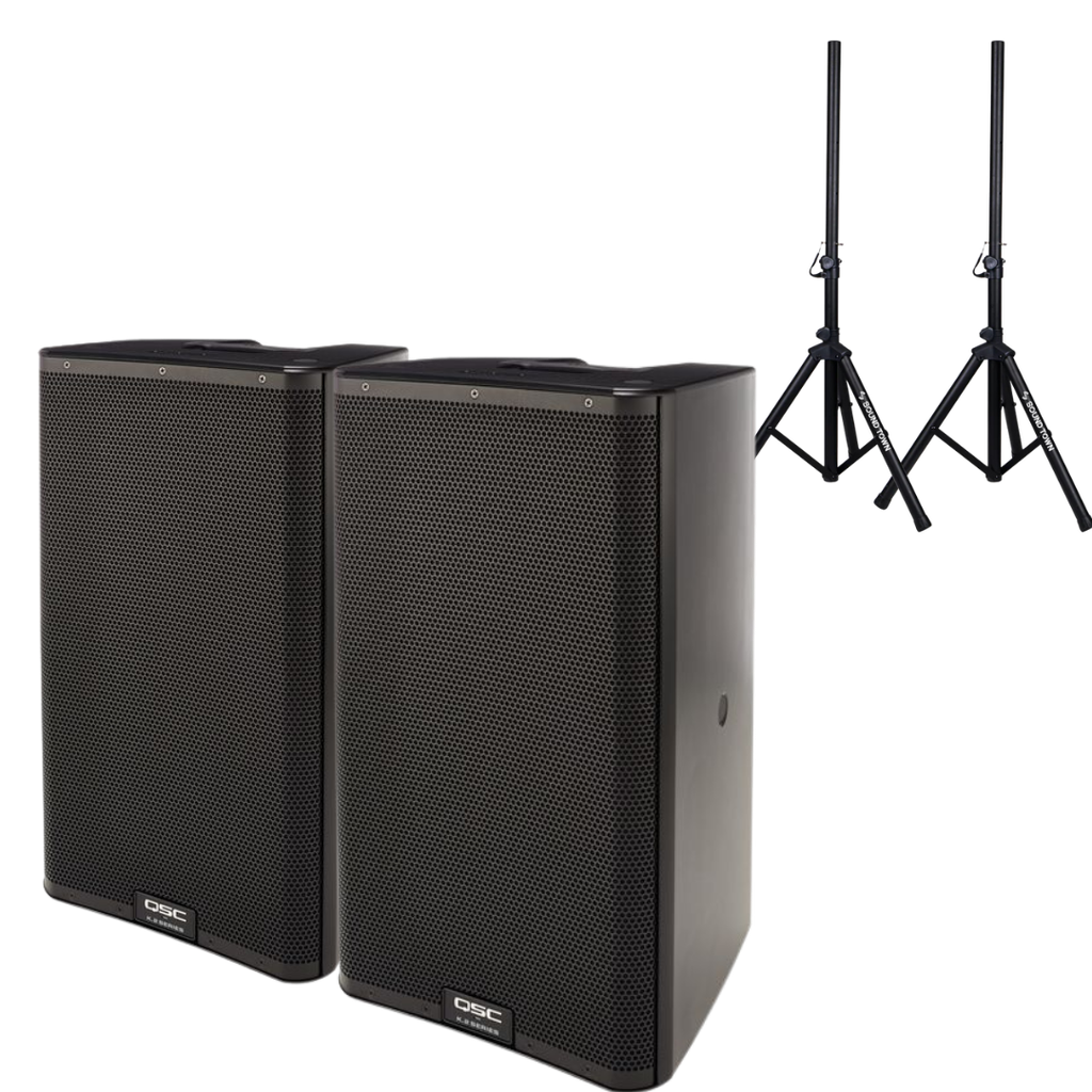 2x Speaker QSC k12.2 2kw 75 active + 2x Stand 