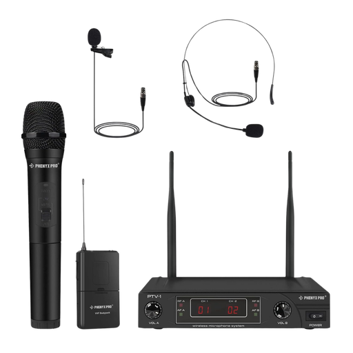 Wireless Microphones (2 Channel : 1 Handheld & 1 Headset)